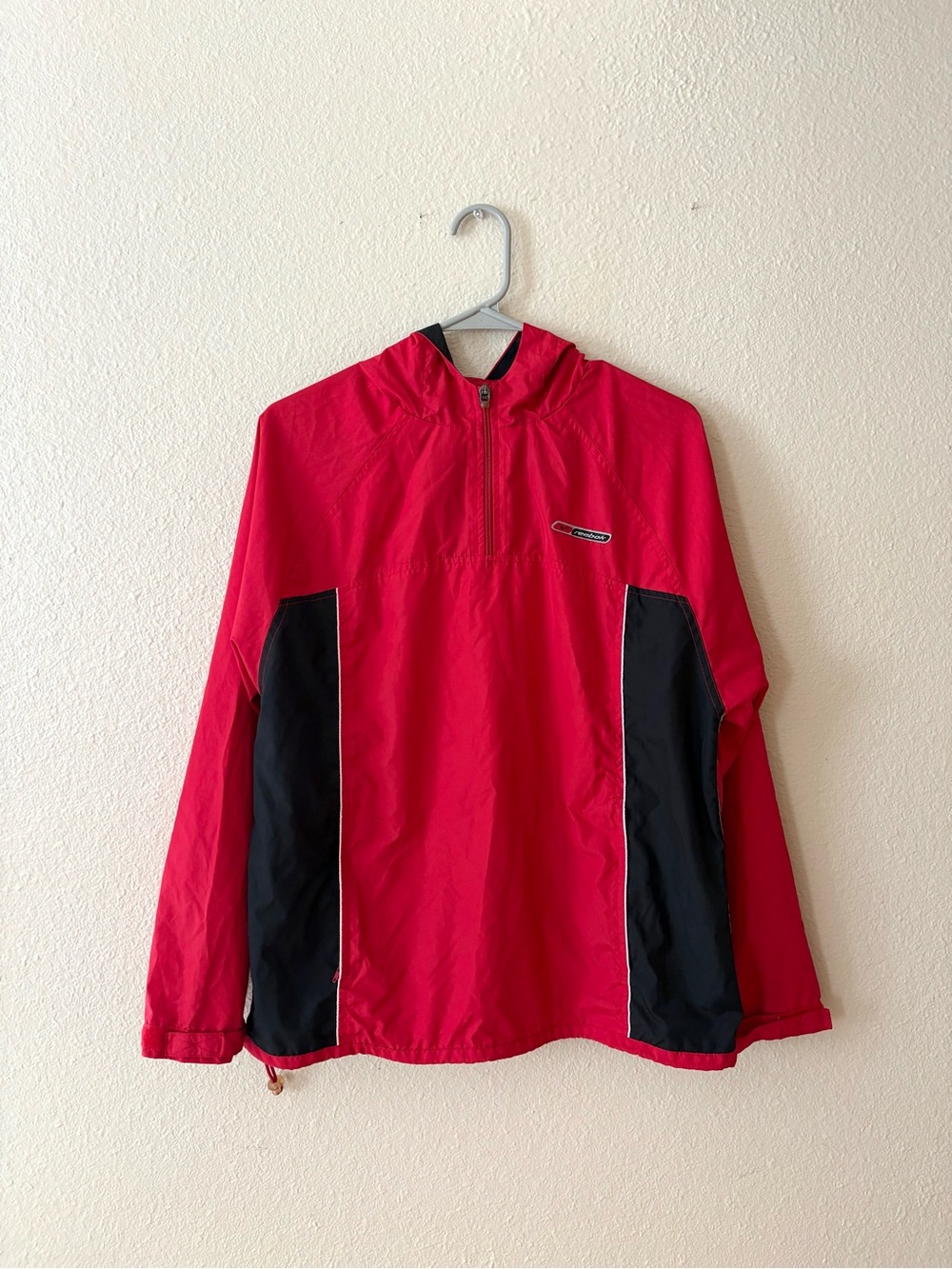 Vintage Reebok Men’s Quarter Zip Hooded Colorblock Windbreaker Jacket